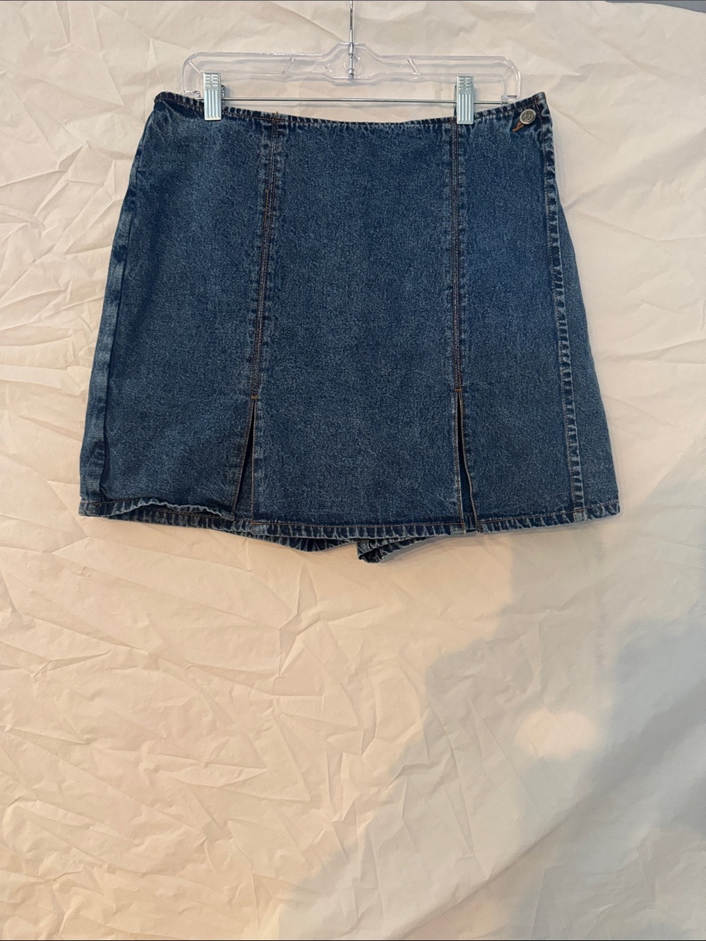 Vintage 80’s Bill Blass Dark Blue Denim Mini Skort with Front Panel Slits